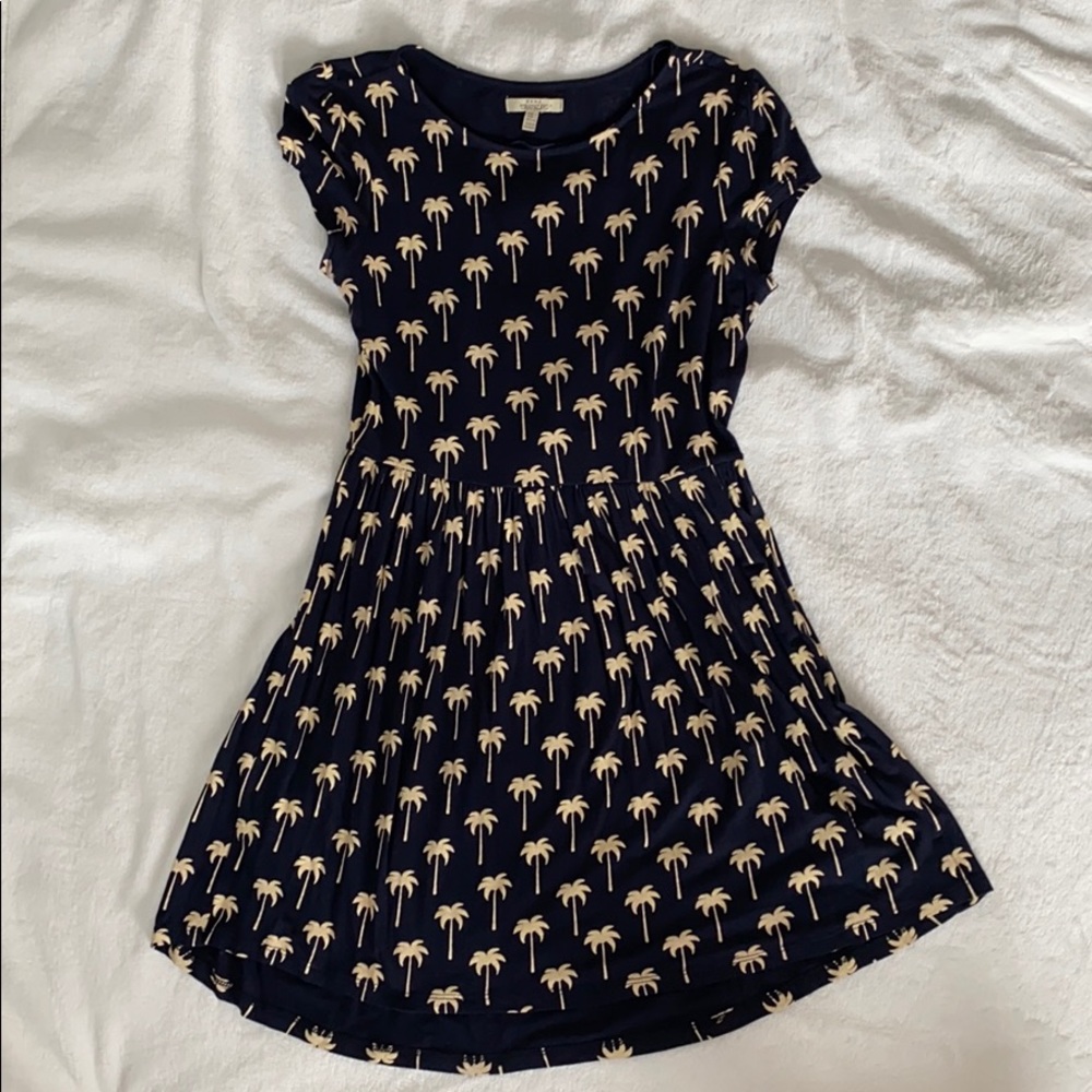 Zara Trafaluc Navy Palm Tree Dress